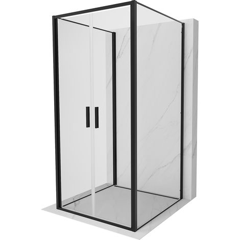 Mexen Exo-B Duo 3S dreiseitige Duschkabine mit Schwingtür 80 x 80 cm, transparent, schwarz - 814-080-080-70-00-3S (1/5)