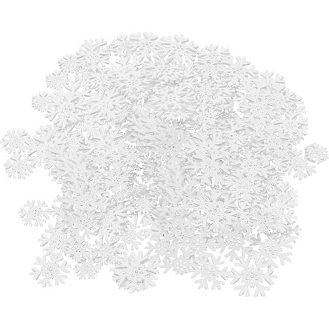 200 rondelles de bois en forme de flocons de neige (20 mm, 25 mm, 30 mm et 35 mm) - Décorations de Noël blanches en forme de flocons de neige pour loisirs créatifs (1/5)