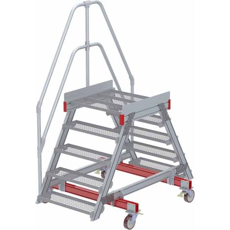 Euroline 512 mobiler Überstieg 60° Stufenausführung Stahl Gitterrost Stufenbreite 800mm 5 Stufen