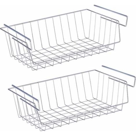 WENKO Cestino sospeso, Organizzatore da appendere per armadio da cucina, Set di 2, metallo, 45.5x27.5x12.5 cm, cromato (1/3)