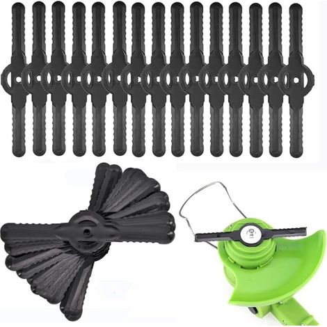 Senda, confezione da 40 lame in plastica per decespugliatori a batteria, per tosaerba da giardino e da prato, colore nero.
