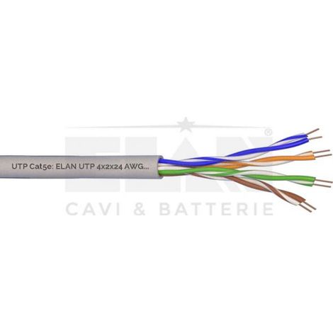 Elan cavo di rete CAT.5e UTP 4x2x24AWG 100% rame 50Mt o 100Mt o 305Mt - 098243 50 Mt
