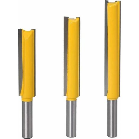 Fraise Defonceuse 8mm, 3 Pièces fraises à Rainurer Droites Fraises de Fraisage Extra Longues Mèches Carbide Router Bits à Bois, Mèches de Routeur Droites Outils de Travail du Bois de Fraise(81/250mm+8 (1/5)