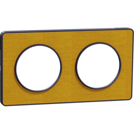 SCHNEIDER ODACE TOUCH PLAQUE DOUBLE KVADRAT OCRE AVEC LISERÉ BLEU COBALT - S550804KY (1/3)