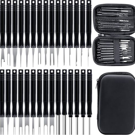30 Pcs Outils de Retrait de Terminal pour Câble de Voiture, Outil de Déverrouillage de Voiture Outils de Extracteur de Cosses pour Retrait de Connecteur de Câble de Voiture (1/5)