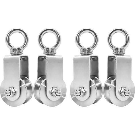 34-mm-Edelstahlrolle – 4er-Pack – Tragkraft: 250 kg – Für 10-mm-Seil – Für den Innen- und Außenbereich geeignet (1/5)