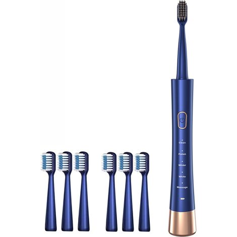 Ultrasonic Electric Toothbrush with 6 Brush Heads, 5 Modes