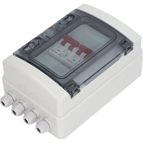 Boîtier de disjoncteur miniature CC 2 entrées 2 sorties, sectionneur solaire photovoltaïque, distribution d'énergie, étanche IP65, résistant aux UV, 500 V, 63 A (1/5)