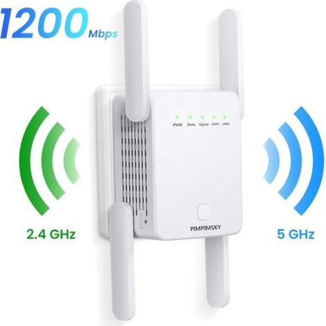 Répéteur WiFi - PIMPIMSKY - 1200Mbps - Double Bande 2.4GHz & 5.8GHz - 4 Antennes 3dBi - Écran OLED (1/4)