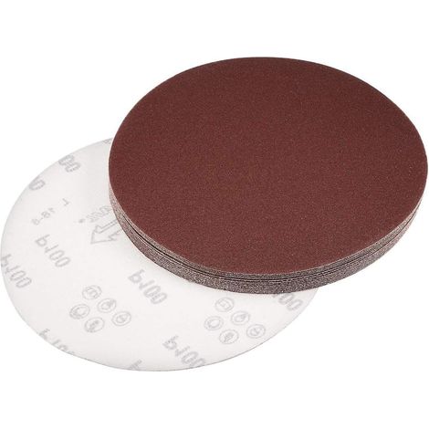 Lot de 15 disques abrasifs PSA 200 mm - Grain 100 - Oxyde d'aluminium - Adhésif puissant - Bois métal peinture - Pour ponceuse orbitale (1/5)
