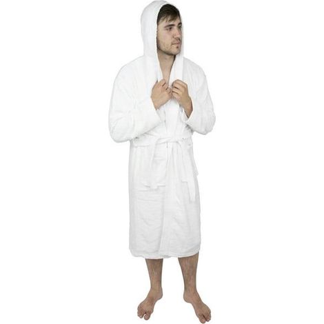 Peignoir Homme Coton Éponge Luxe 100% Cachemire Capuche Châle Peignoir de Bain Spa Séchage Rapide Grande Taille (1/4)