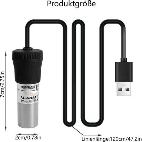 Chauffage pour Mini Aquarium USB Thermostat Submersible Réglable 18-34 °C Mini Chauffage pour Petit Aquarium et Bac à Tortues Métal