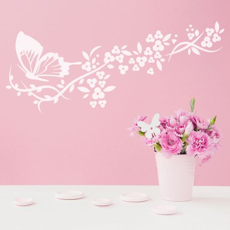 Sticker Mural - Trainée Papillon - 17x39 cm - Noir (1/3)