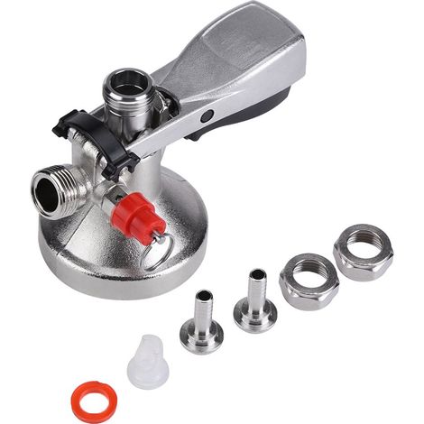 Coupleur de Fûts, G Type Keg Stainless Steel Coupler Draft Beer Dispenser en Acier Inoxydable Distributeur Bière Robinet pour Tonneau Tireuse à Diamètre du Raccord d'Entrée 8mm (1/5)