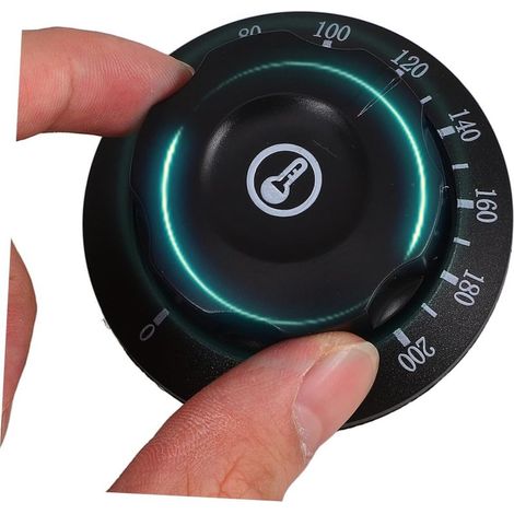 Lot de 2 Boutons de Commande Four Universels, Bouton de Cuisinière Gaz Réglage Thermostat 60-200°C, Interrupteur Plastique Noir Trou 8mm pour Remplacement Appareils de Cuisson et Friteuse (1/5)