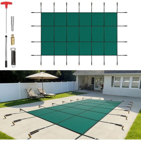 VEVOR Cubierta de Seguridad para Piscina Tamaño de Cubierta 4,9 x 8,5 m Cobertor para Piscina Rectangular Tamaño de Piscina 4,3 x 7,9 m Lona de Piscina para Piscinas Enterradas de Hogar Jardín Hotel