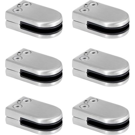 Glass Clamp, Stainless Steel Glass Clamp 6-8mm Glass Clamp Brackets Adjustable Glass Clamp Flat Back Connection for Balustrades Stair Handrail 6pcs (1/4)