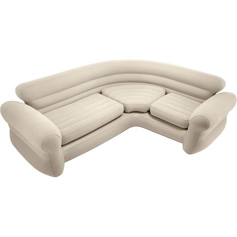 Divano angolare gonfiabile, 4 posti, 257x203x76 cm, beige (1/5)
