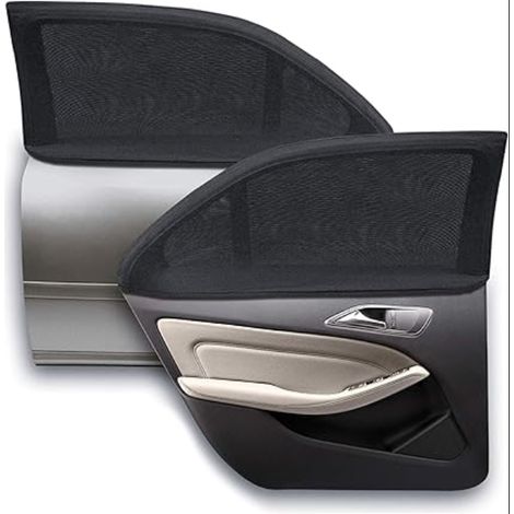 Pare-Soleil Voiture Bébé Chaussette Soleil par Bloquer Les Rayons UV Protege Arrière Enfants et Animaux Noir XL (1/5)