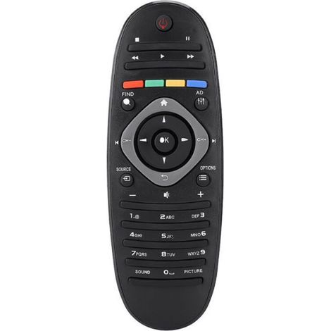 Télécommande Universelle - Pour TV Philips - Sans Programmation - Portée 8 M - Noir - Plastique - 2 Piles AAA Non Incluses - 1 Pièce (1/4)