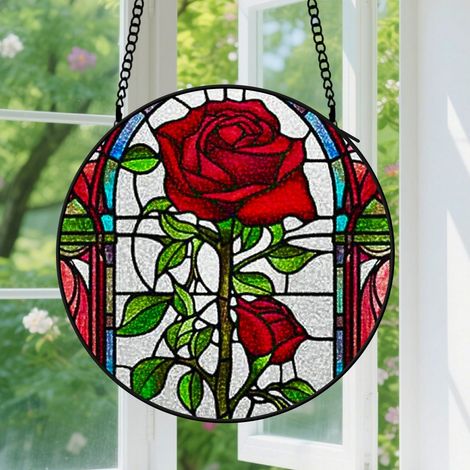 12.5cm Suspension Vitrail pour Fenêtre - Accroche-Soleil Floral pour Portail Jardin Terrasse Décoration Noël Fête des Mères Anniversaire Cadeaux pour Femmes, Hommes, Mère, Grand-Mère, Tante et Amie (1/5)