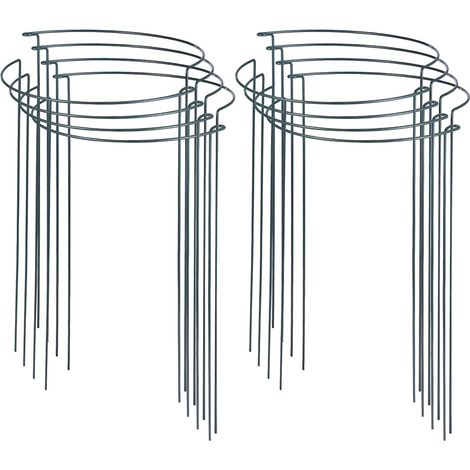 Youyijia 8Pcs 40x25cm Plant Support Stakes - Heavy Duty Metal Half Round Ring Cage, Garden Plant Supports for Outdoor Tomatoes, Peonies, Roses, Cucumbers & Climbing Plants 16''x10'' (1/5)