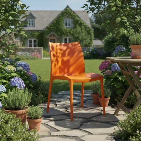 Dmora Stapelstuhl, Made in Italy, 46 x 54 x 82 cm, orange Farbe (1/3)