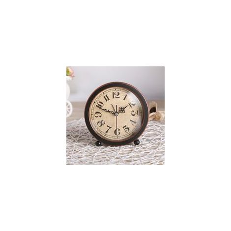 Réveil Vintage, Horloge de Bureau en Métal Rétro Silencieuse avec Cadran de 13.5cm, Haute Précision, Facile à Lire pour Table de Chevet, Salon ou Bureau (1/5)