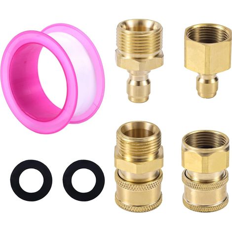 4pcs Adaptateurs pour Nettoyeur Haute Pression M22-15mm vers 0,64cm, Raccord Rapide Nettoyeur Haute Pression Kit d'Adaptateurs pour Tuyau de Pompe 5000 PSI (1/5)