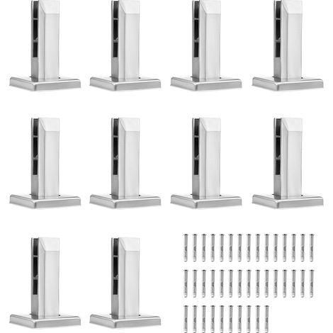 Pinces à verre carrées pour garde-corps en verre trempé de 8 à 12 mm, 10 pcs, pince de montage de verre en acier inoxydable 304, épaisseur de 3 mm pour balcon, jardin, piscine, escalier, argent (1/5)