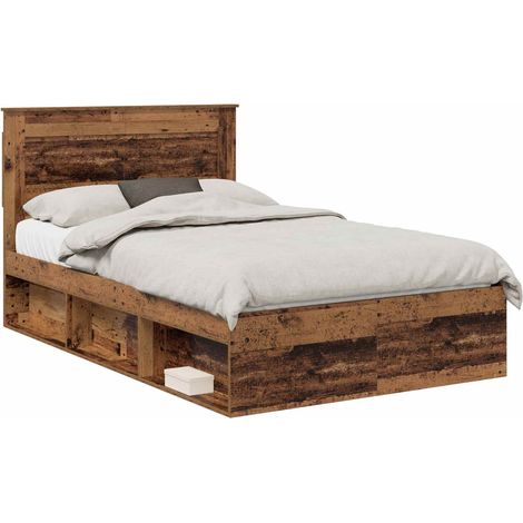 Estructura de cama con cabecera Madera vieja 135 x 190 cm vidaXL