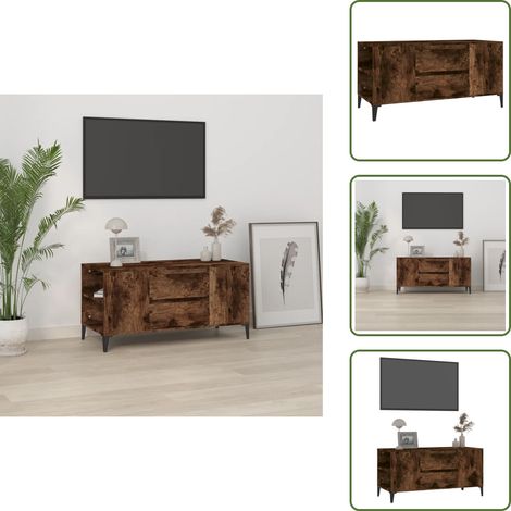 Estilo industrial - vidaXL Mueble de TV madera contrachapada roble ahumado 102x44,5x50 cm - Almacenamiento