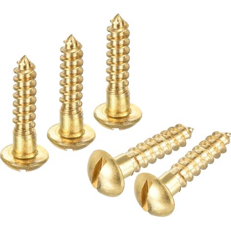 20 Pcs Vis à Bois M4 x 20mm à Tête Ronde Fendue En Cuivre (1/5)