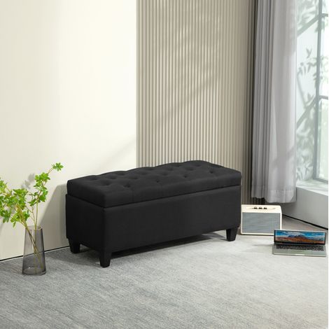 Panca contenitore da ingresso con seduta imbottita, 100 x 40 x 44 cm, nera DESVIAE (1/5)