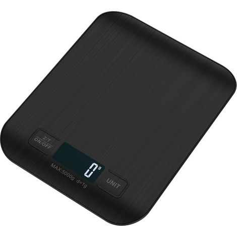 Balance de cuisine numérique - Capacité de 5 kg, écran LCD rétroéclairé pour la pâtisserie, la cuisine et la préparation des repas (noire)-AquaForge (1/5)