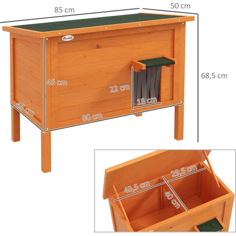 Niche d'extérieur pour chat, résistante aux intempéries, 1 fenêtre, 1 entrée, 85 x 50 x 68,5 cm, orange et vert (1/5)