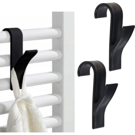Support de radiateur Primpol, crochet, fixation, lot de 2, noir