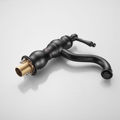 Waschtischarmatur, 360° schwenkbar, Retro-Stil, Einlochmontage, abnehmbarer ABS-Luftsprudler, Oberfläche in geölter Bronze mit G3/8-Zoll-Schlauch (1/3)