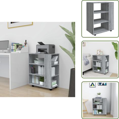 The Living Store Armario con ruedas madera contrachapada gris Sonoma 60x35x75 cm - Armario de madera