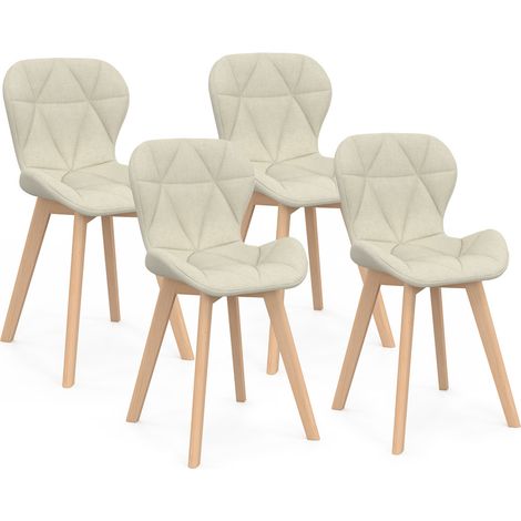 Set di 4 sedie da pranzo in tessuto beige ROBINE (1/5)