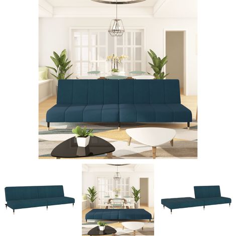 Maison Exclusive - Schlafsofa 2-Sitzer Blau Samt (1/5)