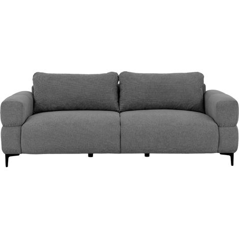 ELTON - Canapé droit tissu lisse 3 places Gris foncé (1/5)
