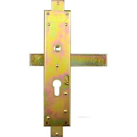 Serrure 3 points pênes droits zinguée pour portail – Entraxe 75 mm – Sens droite – Demi-cylindre européen non fourni – Tirard & Burgaud (1/2)