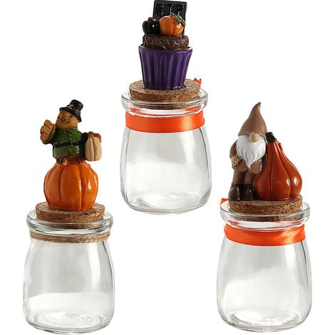 Lot de 3 pots à bonbons Halloween en résine, décorations citrouille fantôme gâteau poulet vieil homme pour bureau maison (1/5)