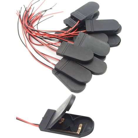 Paquete de 20 portapilas, 2 portapilas para pilas de botón CR2032, 2 pilas de botón CR2032 de 3 V con interruptor de encendido/apagado, color negro.