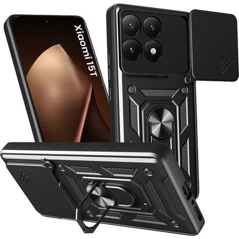 Funda protectora para Xiaomi 15T, CamShield Slide, negra.