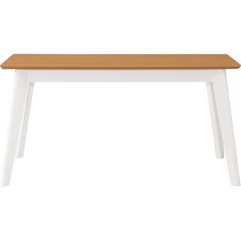 Hallowood Furniture Aston Rubberwood Dining Bench in Light Oak and White Painted Finish, 2 Seater Wooden Bench Seat, Ideal for Dining Room, Kitchen, Hallway, Bedroom, Conservatory, or Porch (90cm) (1/5)