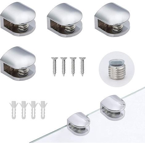 4 Pcs Pince De Support De Verre,Pince À Verre Pince Support En Alliage De Zinc Bains Pince De Verre Clips Pince Support D’Étagère En Verre Réglable Verre Pour Tablettes En Verre De 4-7 Mm D'É (1/5)