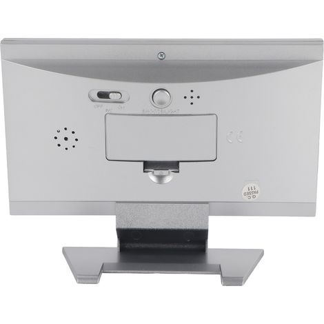 Réveil numérique à capteur sonore avec affichage LCD date et température pour bureau ou table argenté (1/5)