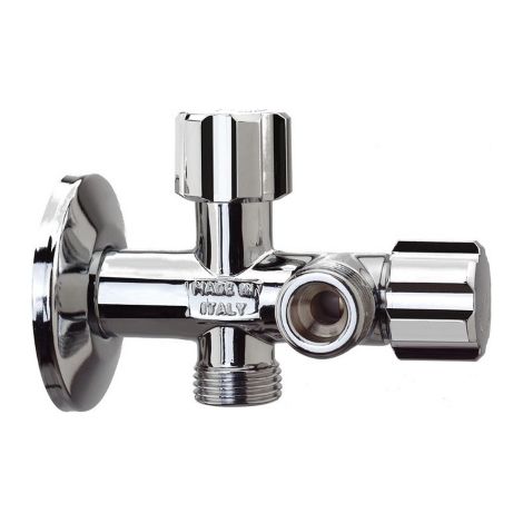 Va Albertoni Rubinetto dual N+S 1/2" con rosone 1/2 x 1/2 x 1/2 cromato ricambio rubinetteria (1/2)